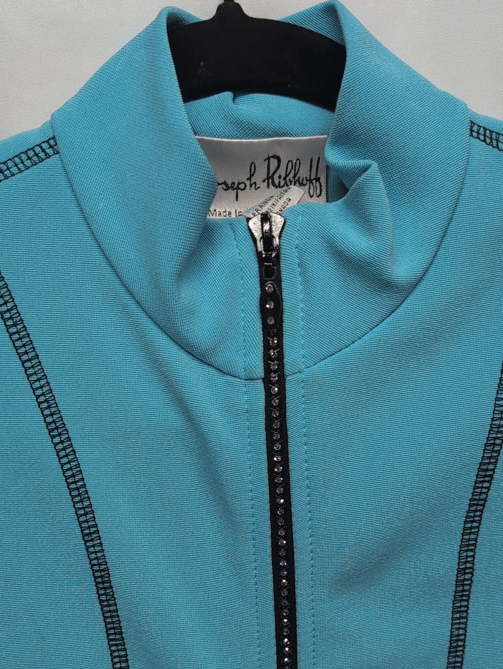 219.Joseph Ribkoff Light Blue Zip Jacket with Contrast Stitching.+ Tank Top Set - Picture 5 of 7